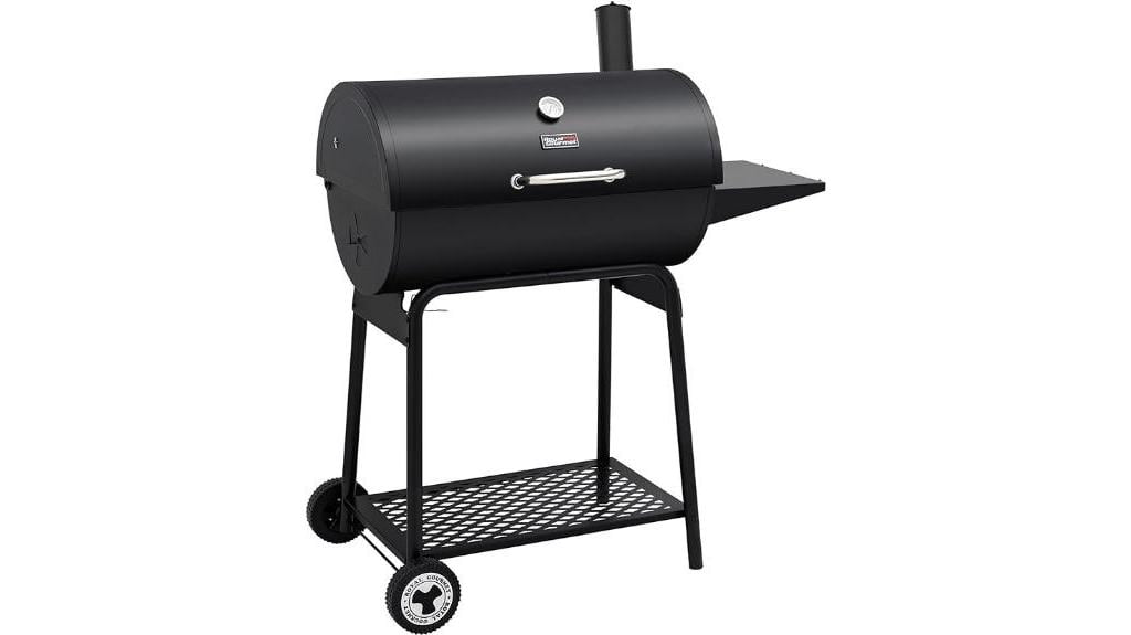 barrel charcoal grill with side table