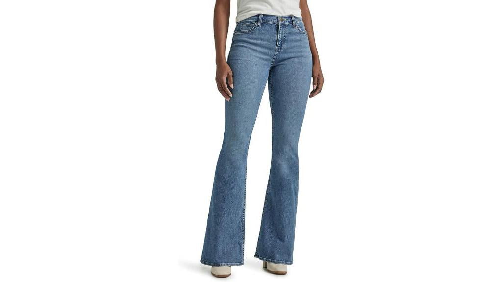 stylish mid rise flare jeans